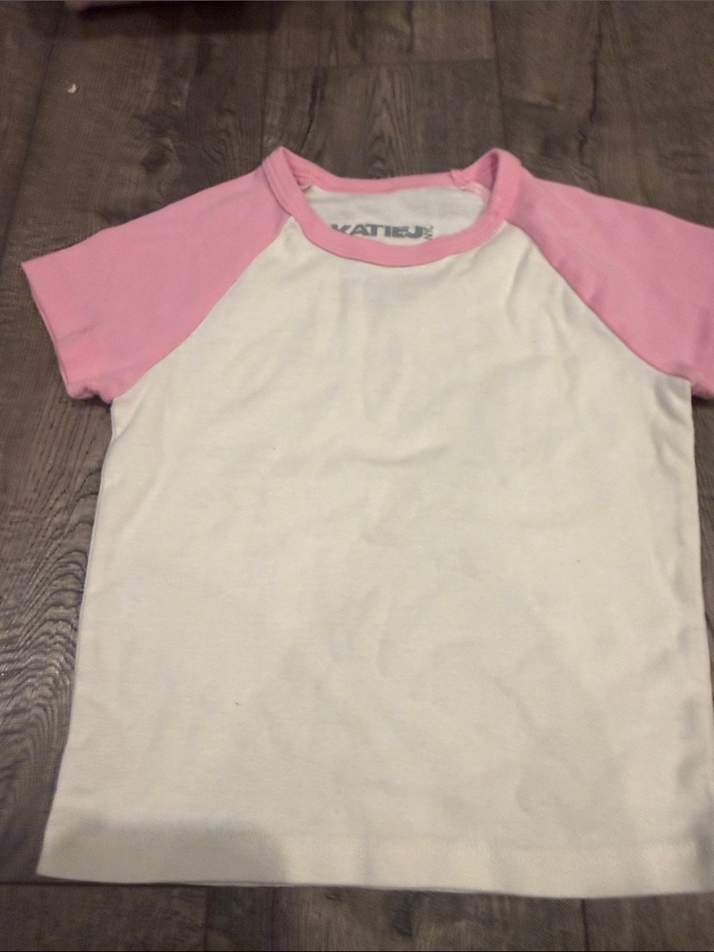 Katie J NYC Pink and White Raglan Tee